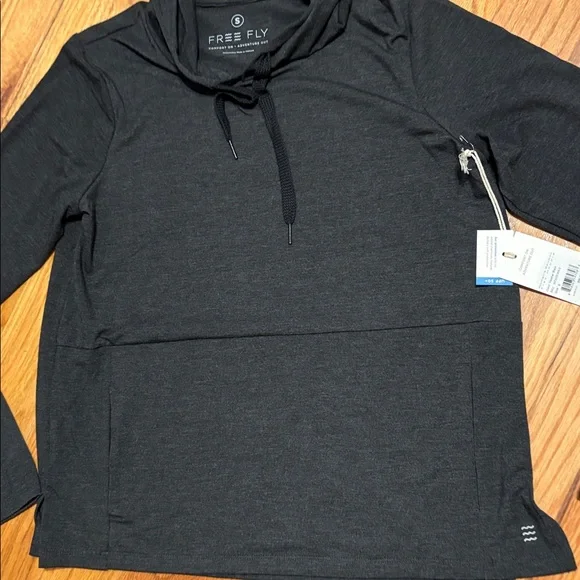 NWT Free Fly Women’s Bamboo Flex Hoodie in Heather Black; Size Small - Picture 4 of 6